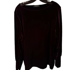 Lauren Ralph Lauren Velour Royal Purple Pullover Top Shirt Blouse size 3X
